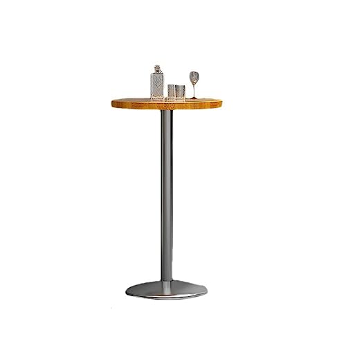 Stehtische Lässige hohe Tische und Stühle aus Metall, einfacher Bar-Industriestil, Kleiner runder Tisch, Retro-Bartisch und Stühle aus massivem Holz Hoher Kneipentisch(B) von MANAFEEL