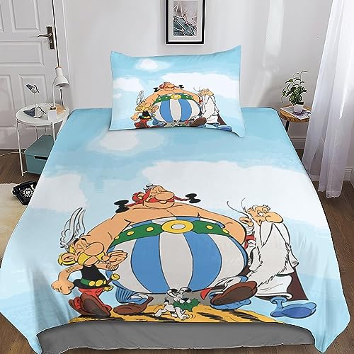 MANBUREN Asterix Bettbezügen 3D Obelix Duvet Cover Comforter Cover Bettwäsche Für Kinder Und Erwachsene 2teilig Mit Kissenbezug Mikrofaser Für Allergiker Weich Gemütlich Single（135x200cm） von MANBUREN
