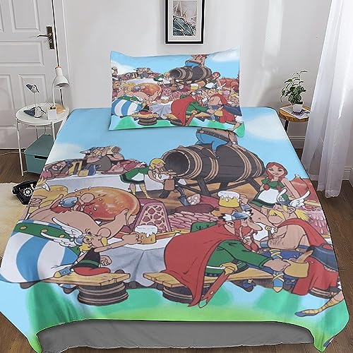 MANBUREN Asterix Bettbezug 3D Obelix Bettwäsche Quilt Cover Duvet Cover Für Mädchen Junge Kinder Mikrofaser Mit Kissenbezug 2teilig Mit Reißverschluss Für Allergiker Single（135x200cm） von MANBUREN