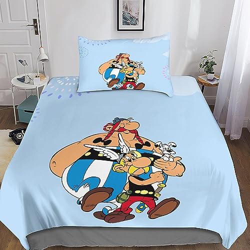 MANBUREN Asterix Bettbezug Bettwäsche 3D Obelix Comforter Cover Duvet Cover 2teilig Mit Kissenbezug Microfaser Für Jungen Jugendliche Und Erwachsene Weich Gemütlich Single（135x200cm） von MANBUREN