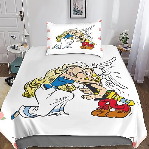 MANBUREN Asterix Duvet Cover Bettbezug 3D Obelix Bettwäsche Quilt Cover Microfaser 2teilig Mit Kissenbezug Für Mädchen Junge Kinder Erwachsene Mit Reißverschluss Single（135x200cm） von MANBUREN