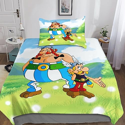 MANBUREN Asterix Obelix Bettwäsche Mädchen Bettwäsche-Sets Obelix Deko Schlafzimmer Deckenbezug Bettwäsche 135x200 Mädchen 3D Bettbezug 2teilig Mikrofaser Kopfkissenbezug Erwachsene Für Allergiker von MANBUREN