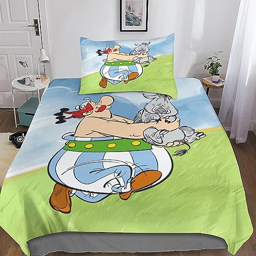 MANBUREN Asterix Obelix Deko Schlafzimmer Bettbezug Deckenbezug Bettwäsche Obelix Bettwäsche Mädchen Bettwäsche 135x200 Mädchen 3D Kissenbezug Mikrofaser Erwachsene 2teilig Mit Reißverschluss von MANBUREN