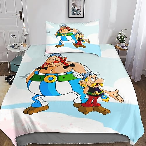 MANBUREN Asterix Obelix Deko Schlafzimmer Bettwäsche 135x200 Mädchen 3D Bettwäsche Mädchen Bettbezug Bettwäsche-Sets Obelix Bedding Set 2teilig Erwachsene Kissenbezüge Mikrofaser Für Allergiker von MANBUREN