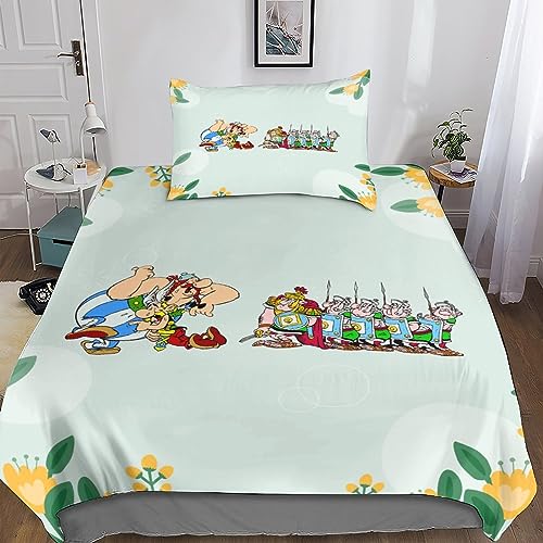 MANBUREN Asterix und Obelix Bettbezug Duvet Cover 3D Obelix Quilt Cover Bettwäsche Für Kinder Und Erwachsene 2teilig Mit Kissenbezug Microfaser Weich Gemütlich Einfache Pflege Single（135x200cm） von MANBUREN