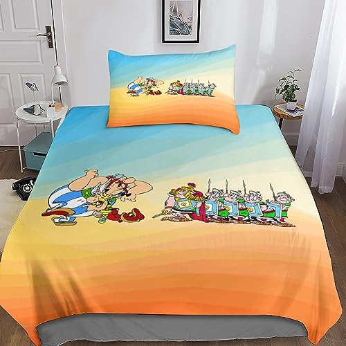 MANBUREN Asterix und Obelix Bettbezug Quilt Cover 3D Obelix Bettwäsche Duvet Cover Mikrofaser 2teilig Für Jungen Jugendliche Und Erwachsene Mit Kissenbezug Für Allergiker Single（135x200cm） von MANBUREN