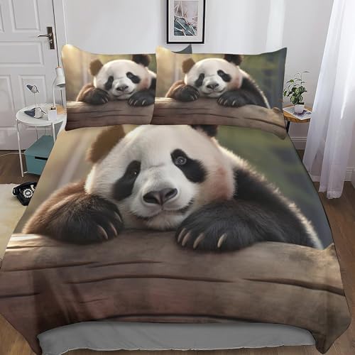 MANBUREN Panda Bettbezug-Sets,3D Cute Animals Bettwäsche,Kissenbezug,kinderbettwäsche Jungen 3 Teilig Bettbezüge Mikrofaser King（220x240cm） von MANBUREN