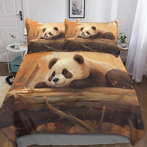 MANBUREN Panda3D Bettbezug Weiche Kuschelig Atmungsaktive Mikrofaser Set Kinder Dekorativ Cute Animals Bettbezüge Mit ReißVerschluss Und Kissenbezug Double（200x200cm） von MANBUREN