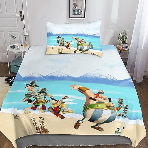 asterix und obelix Bettwäsche Duvet Cover 3D Asterix Comforter Cover Bettbezügen 2teilig Mit Kissenbezug Für Mädchen Junge Kinder Microfaser Mit Reißverschluss Weich Gemütlich Single（135x200cm） von MANBUREN