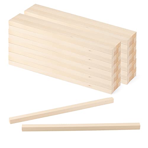 MANCHAP Quadratische Holzdübelstäbe, 30 cm x 5 mm, kleine Hartholzstäbe, unlackierte Holzstäbe, quadratische Holzstreifen für Handwerk, Kunst, DIY-Projekte, Dekoration, 100 Stück von MANCHAP