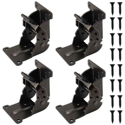MANCHAP 4 Stück 90/180 Grad selbstsichernde Klappscharniere, Klappbeine, Scharnierhalterungen mit Schrauben, faltbare Tischscharnierhalterung für Möbel, Bronze-Schwarz von MANCHAP
