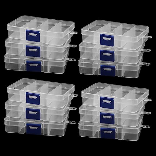 MANCHAP Aufbewahrungsbox mit 8 Verstellbaren Fächern, 10,5 x 6,8 x 2,3 cm, Schmuck Organizer Kunststoff Transparent Aufbewahrungsbehälter Perlen für Kunsthandwerk von MANCHAP