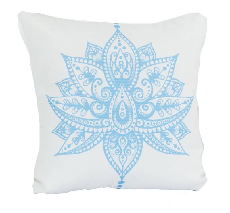 MANDALIKA Garden Kissenbezug Kissenhülle Namaste hellblau von MANDALIKA Garden