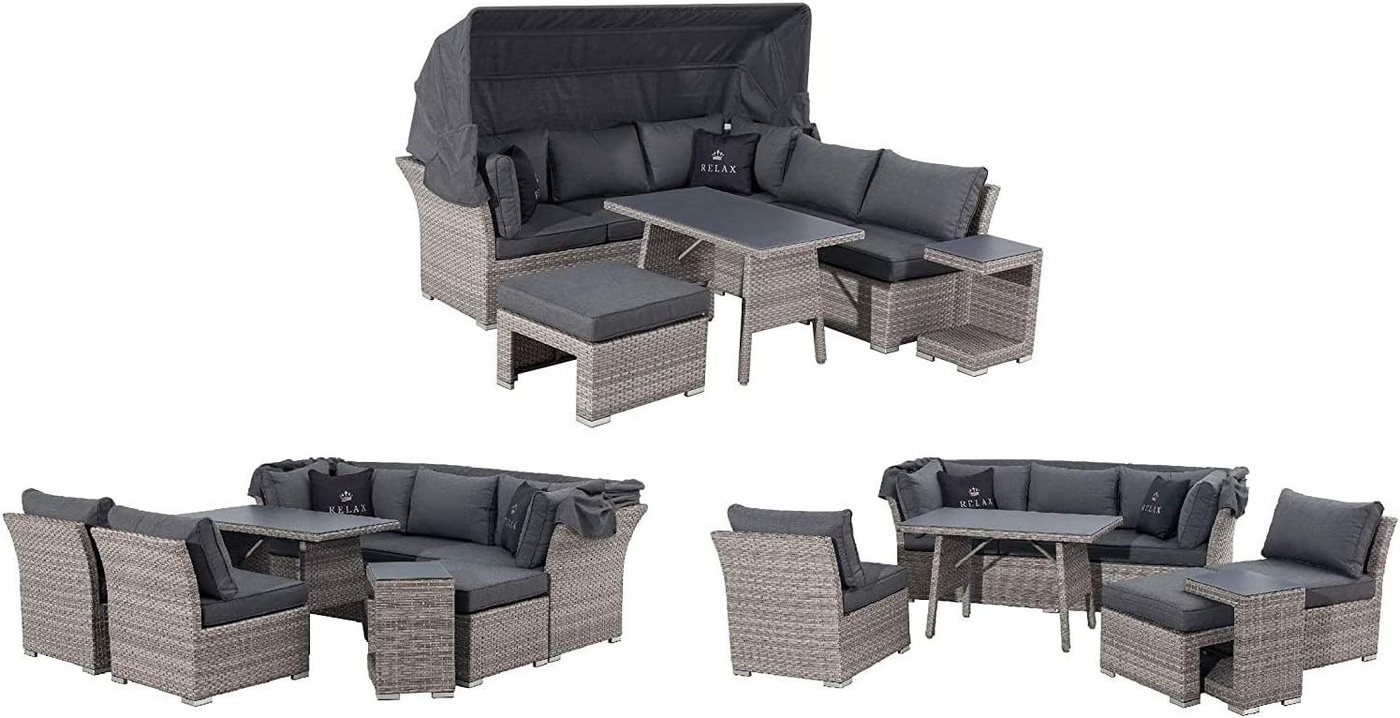 MANDALIKA Garden Gartenlounge-Set Hohe Dining Polyrattan Lounge Joy", multifunktional nutzbar, mit extra großem Sonnendach" von MANDALIKA Garden