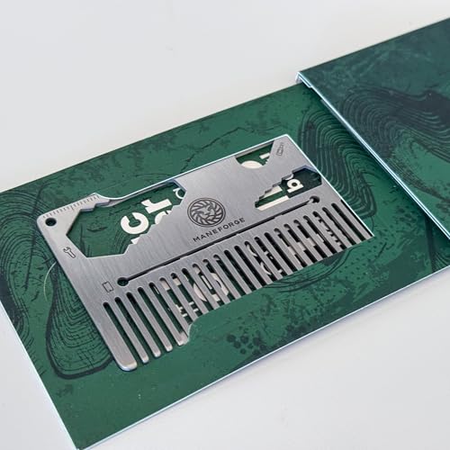MASTERCOMB by MANEFORGE – Premium Bartkamm & Multitool aus Edelstahl | Flaschenöffner, Schraubendreher, Lineal, Handyhalter | Unzerstörbar, Wetterfest, Taschenfreundlich von MANEFORGE