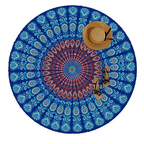 MANFÂ Indian Feather Mandala strandtücher tragbar runde150cm Sand Proof Ultraleicht und schnelltrocknend Ideal als Strandtuch wandteppich Picknick von Manfâ