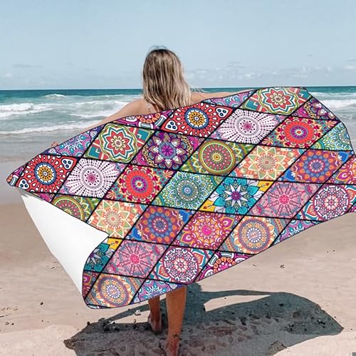 MANFÂ Mikrofaser StrandtüCher HandtüCher,Sandfreie,Schnell Trocknende,Damen MäDchen Tragbares Mit Tragetasche,FüR Reisehandtuch,Reise,Strand,Camping,Sauna,Fitness,Yoga-160x80cm von MANFÂ