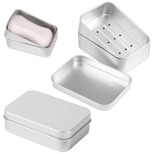 Seifendose Reise, 2 Stück Seifendose aus Aluminium, Seifenbox, Seifendose Reise Wasserdicht, Premium Seifendose Metall mit Ablaufsieb, Seifenbehälter für zu Hause oder auf Travel von MANGLI