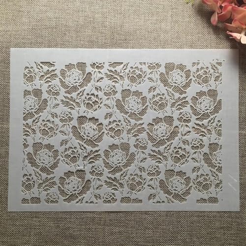 Schablonen für Kartenherstellung, A4, 29 cm, große Blumen, Texturschablonen zum Malen auf Holz, Wänden, Möbeln, Leinwand, Stoff, Felsen, Karten, Album, Papier, Sammelalbum, Dekoration Schablonen für Kartenherstellung, A4, 29 cm, große Blumen, Texturschablonen zum Malen auf Holz, Wänden, Möbeln, Leinwand, Stoff, Felsen, Karten, Album, Papier, Sammelalbum, Dekoration von MANGOUSONG