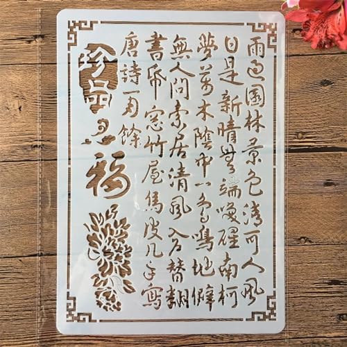 Schablonen für Kartenherstellung, A4, 29 x 21 cm, Mädchen, Blume, chinesische Wörter, Schablonen zum Malen auf Holz, Wand, Möbel, Leinwand, Stoff, Felsen, Kartenalbum, Papier, Sammelalbum, Dekoration Schablonen für Kartenherstellung, A4, 29 x 21 cm, Mädchen, Blume, chinesische Wörter, Schablonen zum Malen auf Holz, Wand, Möbel, Leinwand, Stoff, Felsen, Kartenalbum, Papier, Sammelalbum, Dekoration von MANGOUSONG