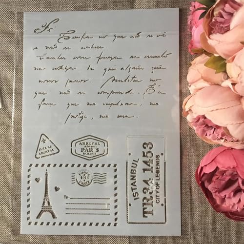 Schablonen für Kartenherstellung, A4, 29 x 21 cm, Paris-Blumen-Randschablonen zum Malen auf Holz, Wänden, Möbeln, Leinwand, Stoff, Felsen, Kartenalbum, Papier, Sammelalbum, Dekor, Stil K Schablonen für Kartenherstellung, A4, 29 x 21 cm, Paris-Blumen-Randschablonen zum Malen auf Holz, Wänden, Möbeln, Leinwand, Stoff, Felsen, Kartenalbum, Papier, Sammelalbum, Dekor, Stil K von MANGOUSONG