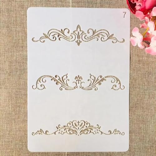 Schablonen für Kartenherstellung, A4, 29 x 21 cm, Rosen-Blumen-Randschablonen zum Malen auf Holz, Wänden, Möbeln, Leinwand, Stoff, Felsen, Kartenalbum, Papier, Scrapbooking, Dekor, Stil E Schablonen für Kartenherstellung, A4, 29 x 21 cm, Rosen-Blumen-Randschablonen zum Malen auf Holz, Wänden, Möbeln, Leinwand, Stoff, Felsen, Kartenalbum, Papier, Scrapbooking, Dekor, Stil E von MANGOUSONG