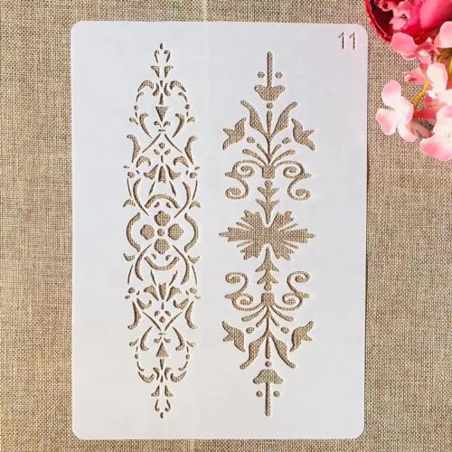 Schablonen für Kartenherstellung, A4, 29 x 21 cm, Rosen-Blumen-Randschablonen zum Malen auf Holz, Wänden, Möbeln, Leinwand, Stoff, Felsen, Kartenalbum, Papier, Scrapbooking, Dekor, Stil F Schablonen für Kartenherstellung, A4, 29 x 21 cm, Rosen-Blumen-Randschablonen zum Malen auf Holz, Wänden, Möbeln, Leinwand, Stoff, Felsen, Kartenalbum, Papier, Scrapbooking, Dekor, Stil F von MANGOUSONG