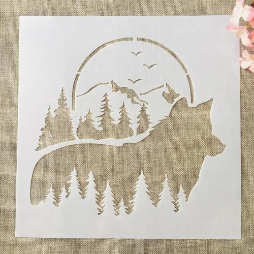 Wiederverwendbare Schablonen, 30 x 30 cm, großer Wolf, Wald, Mond, wiederverwendbare Schablonen zum Malen auf Holz, Leinwand, Boden, Wand, Fliesen, Stoff, Möbeln, Kunstprojekten Wiederverwendbare Schablonen, 30 x 30 cm, großer Wolf, Wald, Mond, wiederverwendbare Schablonen zum Malen auf Holz, Leinwand, Boden, Wand, Fliesen, Stoff, Möbeln, Kunstprojekten von MANGOUSONG