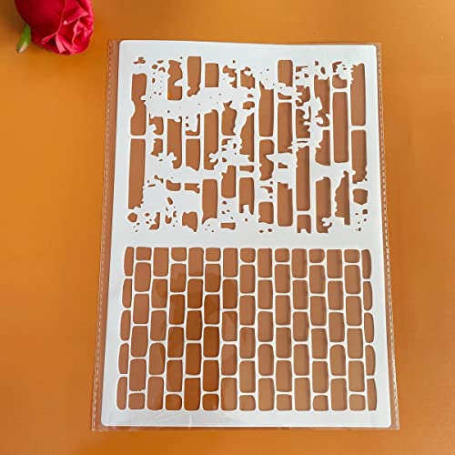 Wiederverwendbare Schablonen zum Malen auf Holz, 29 x 21 cm, Ziegelstein, quadratisch, Zeichnung, Kunstvorlage für Scrapbooking, wiederverwendbare Schablonen, Wanddekoration Wiederverwendbare Schablonen zum Malen auf Holz, 29 x 21 cm, Ziegelstein, quadratisch, Zeichnung, Kunstvorlage für Scrapbooking, wiederverwendbare Schablonen, Wanddekoration von MANGOUSONG
