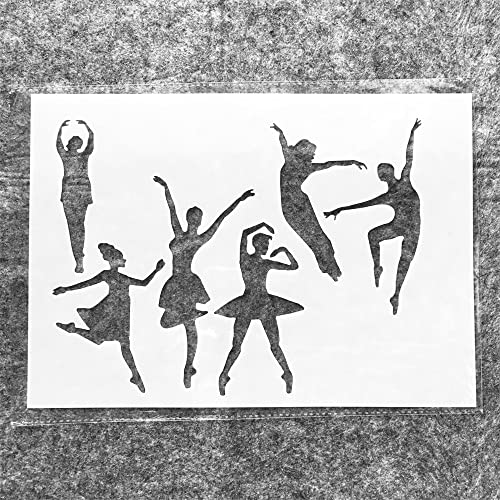 Wiederverwendbare Schablonen zum Malen auf Holz, A4, 29 cm, Tanzen, Ballett, Mädchen, Zeichnung, Kunstvorlage für Scrapbooking, wiederverwendbare Schablonen, Wanddekoration von MANGOUSONG