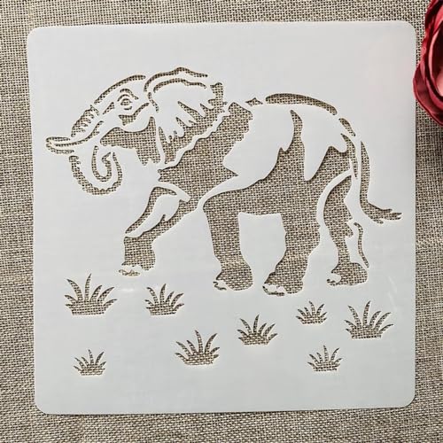 Zeichenschablonen-Set, 20 x 20 cm, Elefanten-Schablonen zum Malen auf Holz, Wand, Stoff, Stein, Boden, Fliesen, Kunsthandwerk Schablonen für Heimdekoration von MANGOUSONG