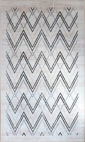 Mani TEXTILE TPS_BERB_ZIGZAG40 Teppich, Polyester, Beige, 40 x 60 cm von MANI TEXTILE