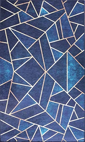 Mani Textile – Teppich Grafic Blau Gold Maße – 50 x 80 cm von MANI TEXTILE