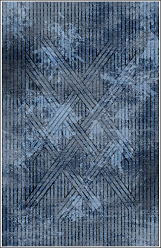 Mani Textile - Teppich Fisun, Blau, Maße – 80 x 150 cm von MANI TEXTILE