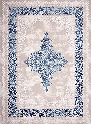 Mani TEXTILE TPS_BAROQ_BLE_120 Teppich, Polyester, Blau, x_180_cm von MANI TEXTILE