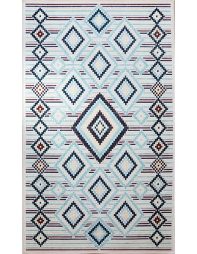 Mani TEXTILE TPS_BERB_LOSBLE200 Teppich, Polyester, Blau, 200 x 290 von MANI TEXTILE