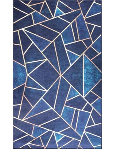 Mani Textile Grafic Teppich, 120 x 180 cm, Blau / goldfarben von MANI TEXTILE