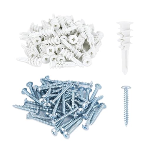 MANICAF 100 Stück Dämmstoffdübel, 41mm Dübel Set, Dübel für Dämmung, Selbstbohrender Rigipsdübel, Hohlraumdübel Trockenbau Dübel Zur Gipsbauplatten (50 Stück Fassadendübel, 50 Stück Schrauben) von MANICAF