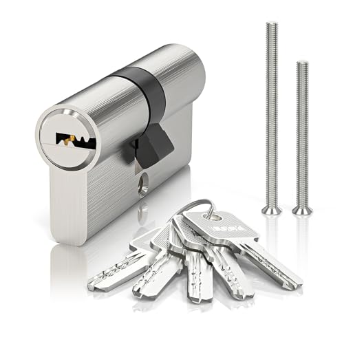 MANICAF Schließzylinder, mit 5 Schlüssel, Messing (Silber, 30/30mm) von MANICAF