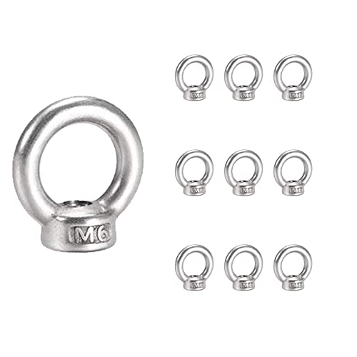 MANICAF Ringmutter M6, 10 Stück Ringmutter 304 Edelstahl-Ringmuttern, Hardware-Ringösen für Hebezubehör Ringmutter von MANICAF
