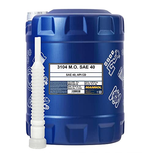 10 Liter, MANNOL 3104 M.O. SAE 40 Einbereichsmotoröl + Auslaufschlauch 10 Liter, MANNOL 3104 M.O. SAE 40 Einbereichsmotoröl + Auslaufschlauch von MANNOL
