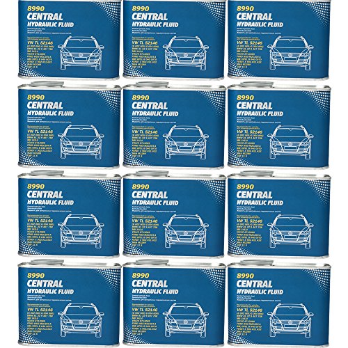 12 x 1L MANNOL 8990 Central Hydraulic Fluid / CHF11S Hydraulik- Servo- oel Gruen von MANNOL