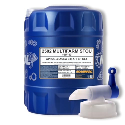 MANNOL 20L Motoröl Multifarm STOU 10W-40 API CG-4 Landmaschinen Öl + Auslaufhahn von MANNOL