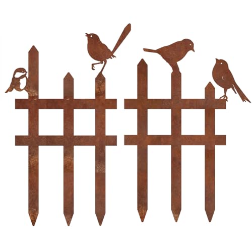 MANOPRANA 2 StüCk Gartenstecker Rost Rostdeko Gartendeko Gartendeko Rost FüR DraußEn Garten Deko Rost Zaun Und Vogel FüR DraußEn Wetterfest Rost Deko FüR Garten Terrasse Balkon Oder Blumentopf von MANOPRANA