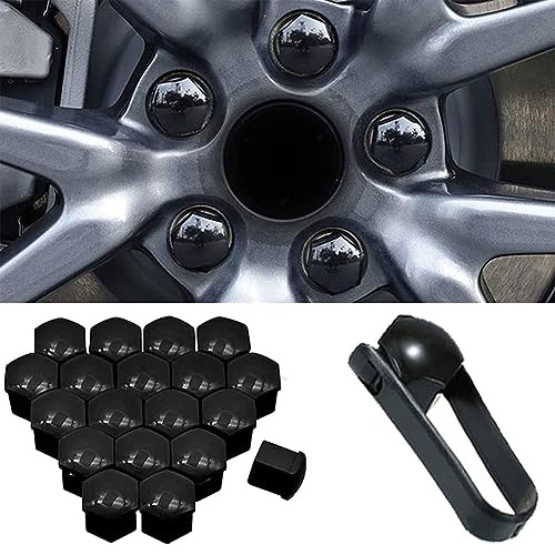 Auto Radmutterkappen für Volvo XC40 XC60 XC70 XC90, Sechseckige Reifen Mutter Kappen Nabenschraubenabdeckung mit Entfernung Werkzeug,B/Black-B/19mm von MANQII