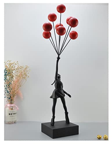 MANQILE Luxuriöse Ballon-Mädchen-Statuen Banksy Flying Balloons Girl Art Sculpture Resin Craft Home Decoration 57cm von MANQILE