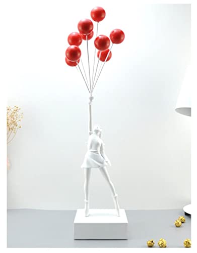 MANQILE Luxuriöse Ballon-Mädchen-Statuen Banksy Flying Balloons Girl Art Sculpture Resin Craft Home Decoration 57cm von MANQILE