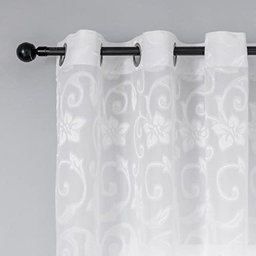 MANQILE Vorhänge für Wohnzimmer, Esszimmer, Schlafzimmer, Jacquard, moderner weißer Tüll-Türfenstervorhang von MANQILE