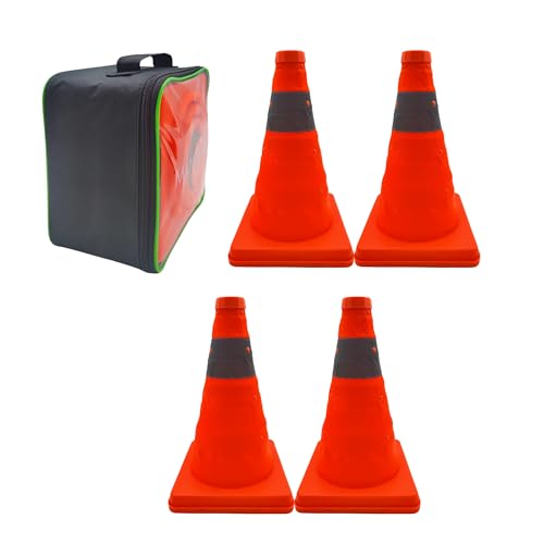 Pylone Faltbar Leitkegel Verkehrskegel Warnkegel Reflektierender Sicherheitskegel Pop-Up Warnschild 12" (30cm) Orange 4er-Pack von MANRUNBO