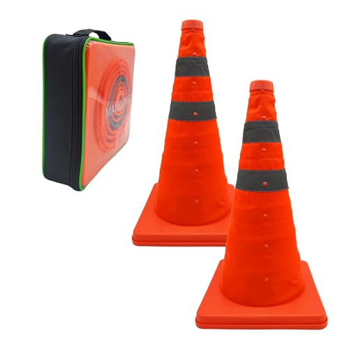 Pylone Faltbar Leitkegel Verkehrskegel Warnkegel Reflektierender Sicherheitskegel Pop-Up Warnschild 18" (45cm) Orange 2er-Pack von MANRUNBO